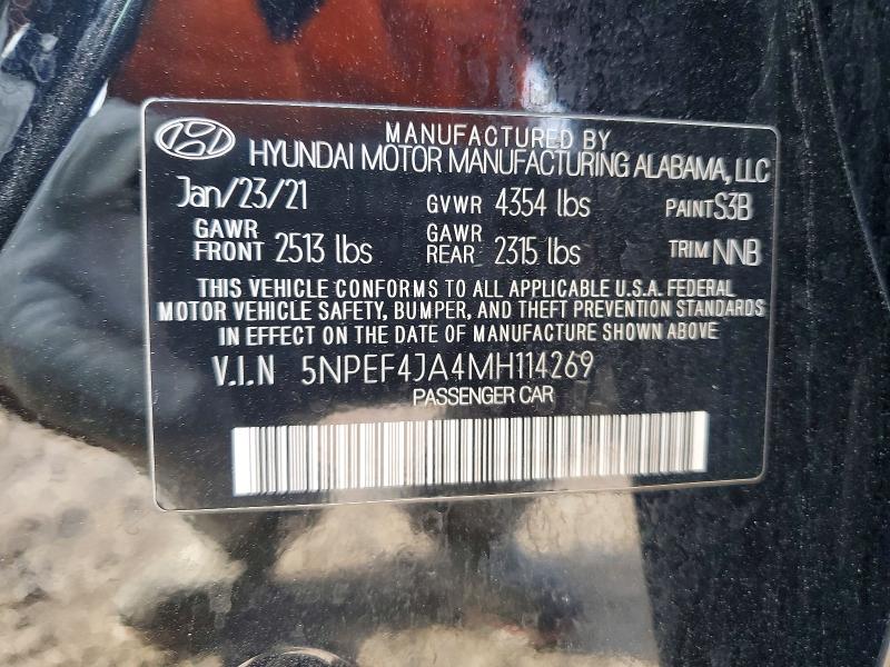 2021 Hyundai Sonata მანქანა იყიდება აუქციონზე, vin: 5NPEF4JA4MH114269, აუქციონის ნომერი: 60756426