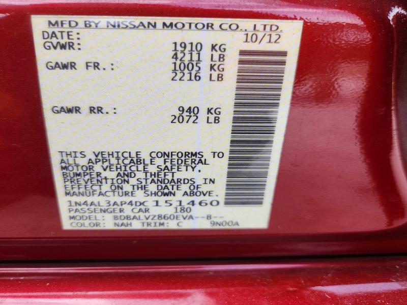 62043486 :رقم المزاد ، 1N4AL3AP4DC151460 vin ، 2013 Nissan Altima مزاد بيع