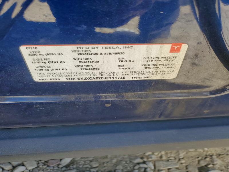 Продажа на аукционе авто 2018 Tesla Model X, vin: 5YJXCAE20JF111740, номер лота: 61988186