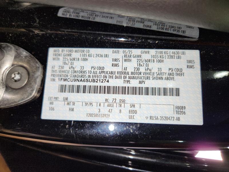 Продаж на аукціоні авто 2025 Ford Escape, vin: 1FMCU9NA6SUB21274, номер лоту: 61548366