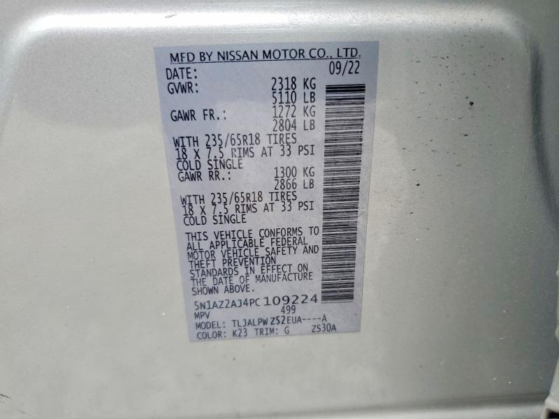 Aukcja sprzedaży 2023 Nissan Murano, vin: 5N1AZ2AJ4PC109224, numer aukcji: 60295236
