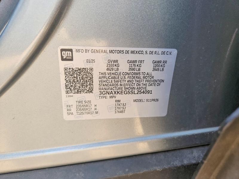 Aukcja sprzedaży 2025 Chevrolet Equinox, vin: 3GNAXKEG5SL254091, numer aukcji: 62412906