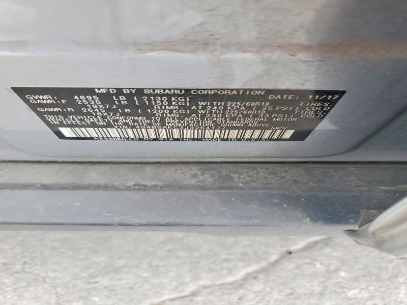 2018 Subaru Outback მანქანა იყიდება აუქციონზე, vin: 4S4BSAKC3J3264177, აუქციონის ნომერი: 62287706
