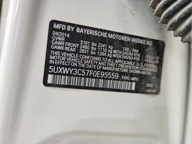 59601846 :رقم المزاد ، 5UXWY3C57F0E95559 vin ، 2015 Bmw X3 مزاد بيع