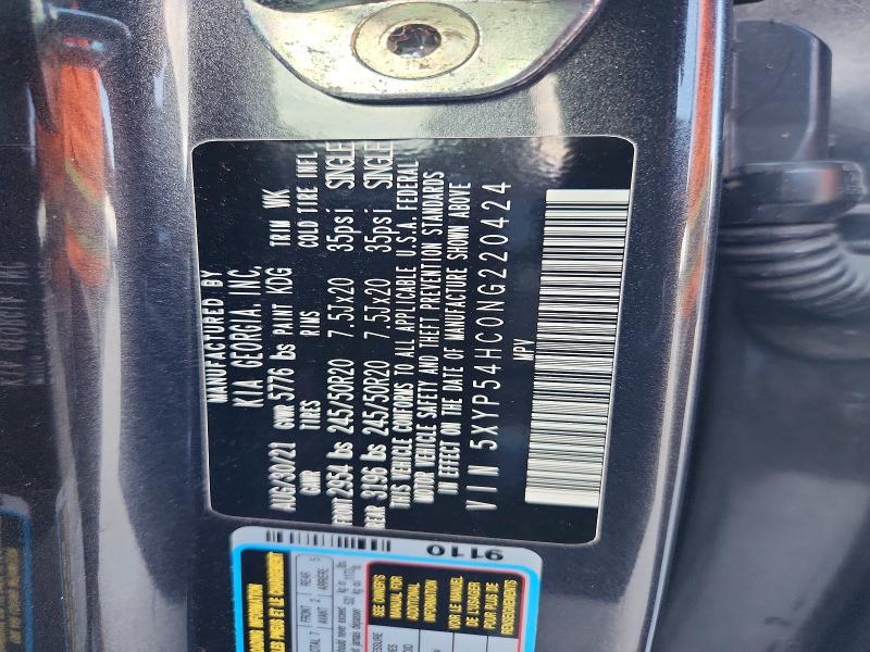 61630426 :رقم المزاد ، 5XYP54HC0NG220424 vin ، 2022 Kia Telluride مزاد بيع