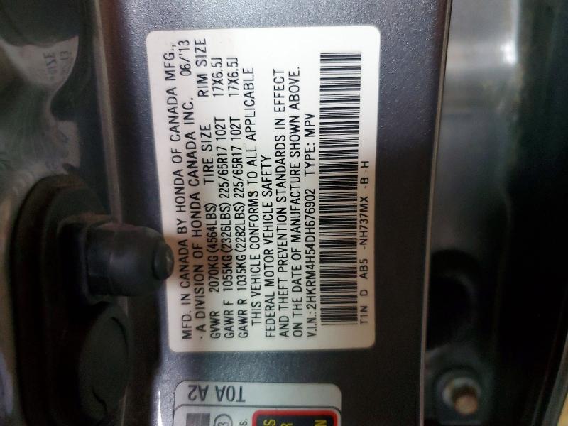 Продажа на аукционе авто 2013 Honda Cr-v, vin: 2HKRM4H54DH676902, номер лота: 63191496