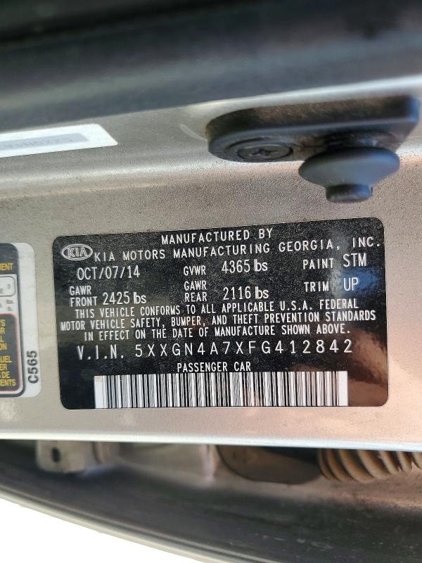61575716 :رقم المزاد ، 5XXGN4A7XFG412842 vin ، 2015 Kia Optima مزاد بيع