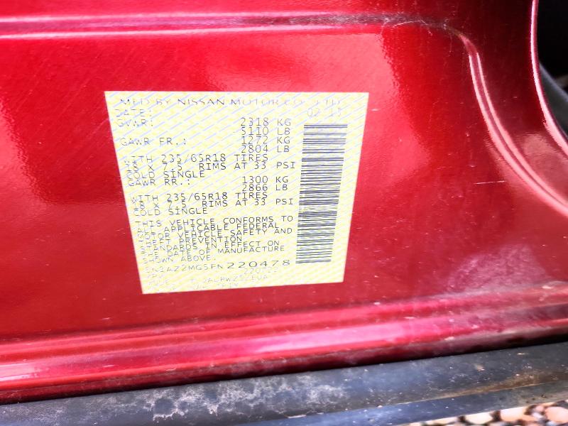 Aukcja sprzedaży 2015 Nissan Murano, vin: 5N1AZ2MG5FN220478, numer aukcji: 60029906