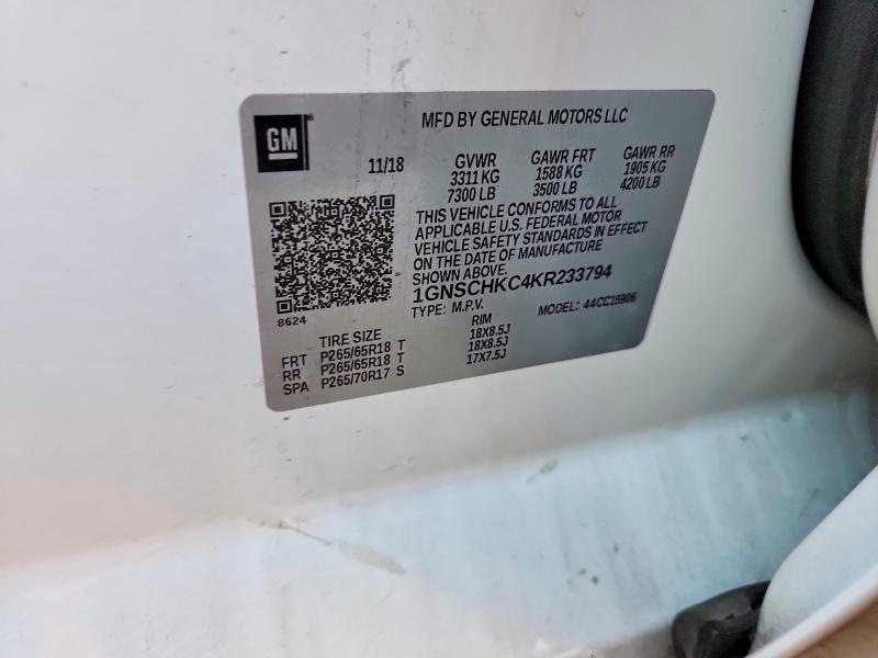 Продажа на аукционе авто 2019 Chevrolet Suburban, vin: 1GNSCHKC4KR233794, номер лота: 60517806