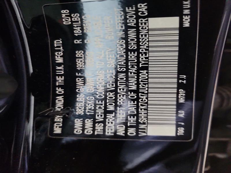 Aukcja sprzedaży 2018 Honda Civic, vin: SHHFK7G47JU217004, numer aukcji: 59823636