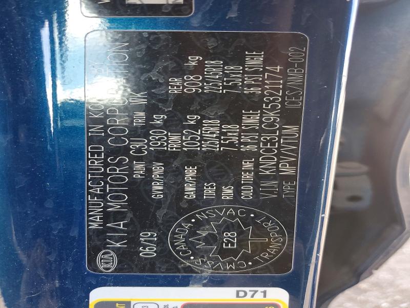 61388636 :رقم المزاد ، KNDCE3LC9K5321174 vin ، 2019 Kia Niro مزاد بيع