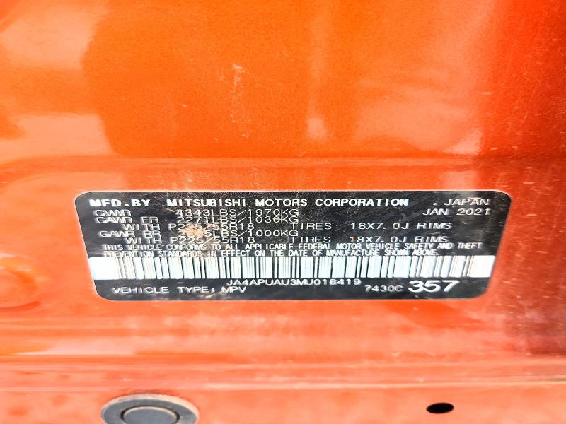 60461836 :رقم المزاد ، JA4APUAU3MU016419 vin ، 2021 Mitsubishi Outlander Sport مزاد بيع