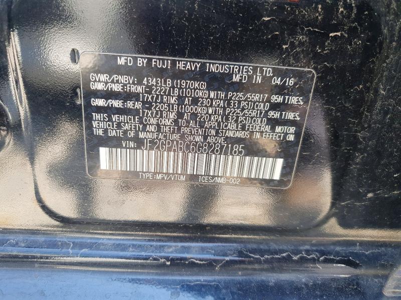 Продажа на аукционе авто 2016 Subaru Crosstrek, vin: JF2GPABC6G8287185, номер лота: 58316416