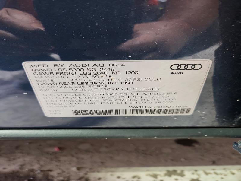 Aukcja sprzedaży 2015 Audi Q5, vin: WA1LFAFP6FA011524, numer aukcji: 62264436