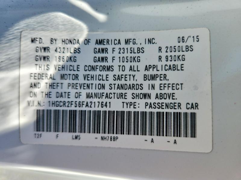 62355726 :رقم المزاد ، 1HGCR2F56FA217641 vin ، 2015 Honda Accord مزاد بيع