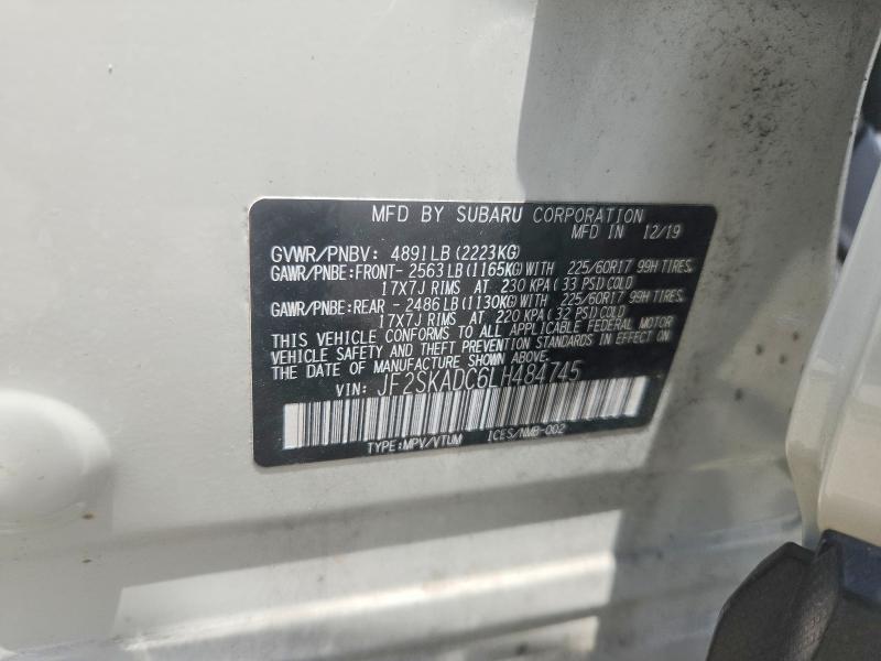 61086756 :رقم المزاد ، JF2SKADC6LH484745 vin ، 2020 Subaru Forester مزاد بيع