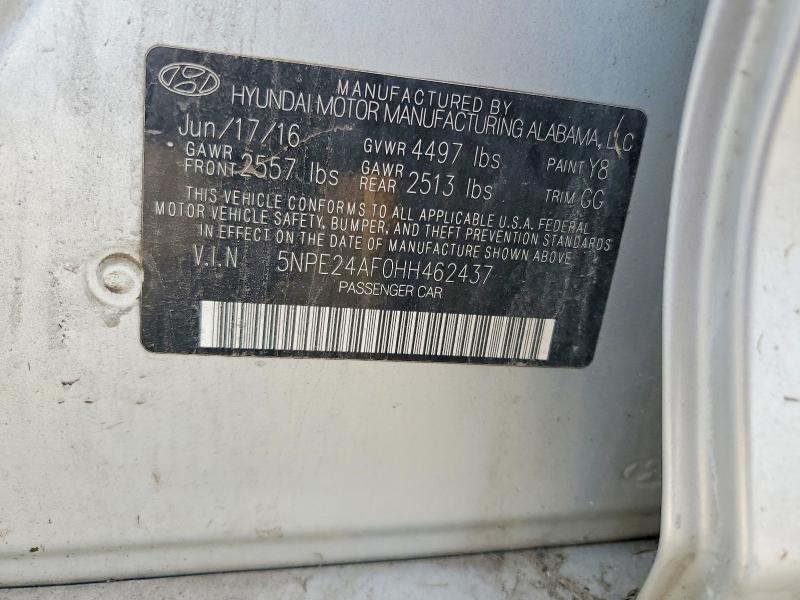 61604176 :رقم المزاد ، 5NPE24AF0HH462437 vin ، 2017 Hyundai Sonata مزاد بيع