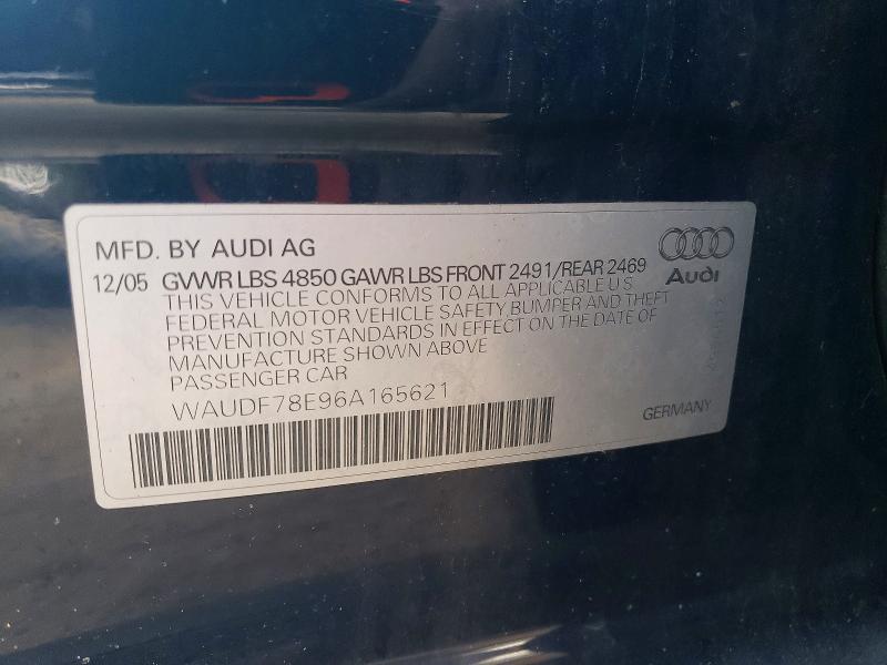 Aukcja sprzedaży 2006 Audi A4, vin: WAUDF78E96A165621, numer aukcji: 62633246