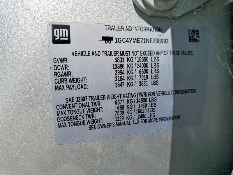 Продаж на аукціоні авто 2022 Chevrolet Silverado, vin: 1GC4YME71NF208982, номер лоту: 61591286