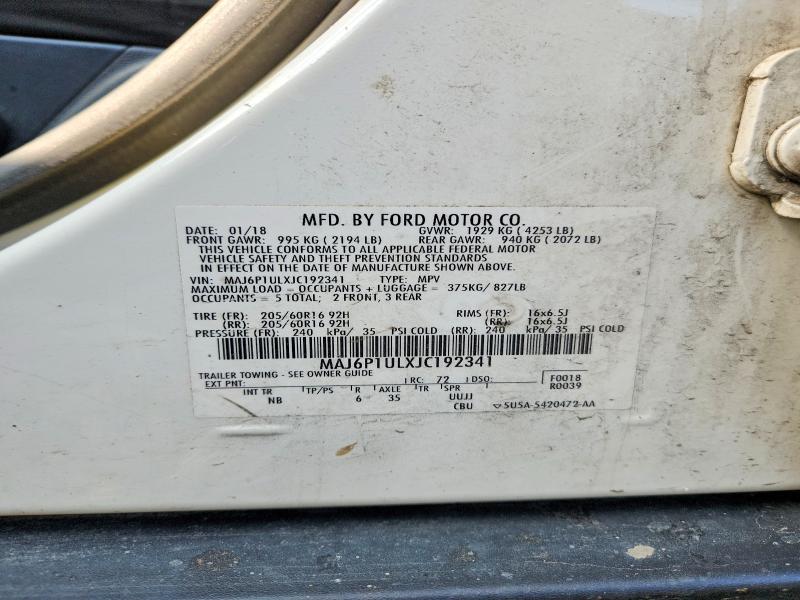 61532646 :رقم المزاد ، MAJ6P1ULXJC192341 vin ، 2018 Ford Ecosport مزاد بيع