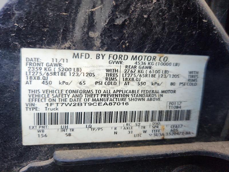 60425246 :رقم المزاد ، 1FT7W2BT9CEA87016 vin ، 2012 Ford F250 مزاد بيع