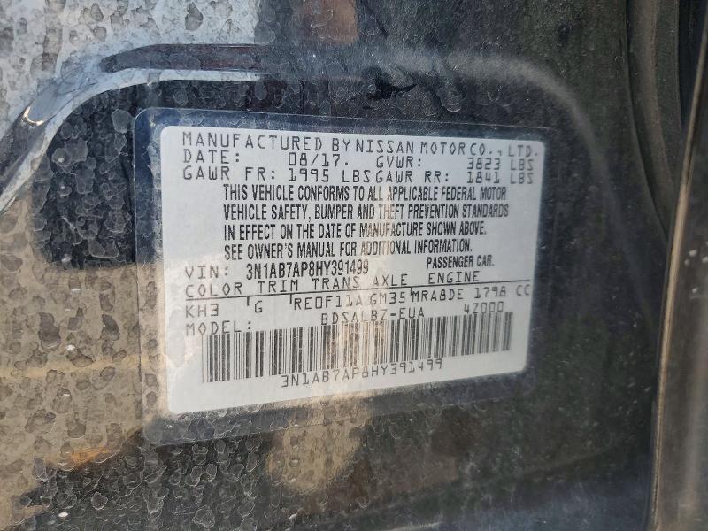 Продажа на аукционе авто 2017 Nissan Sentra, vin: 3N1AB7AP8HY391499, номер лота: 62508286