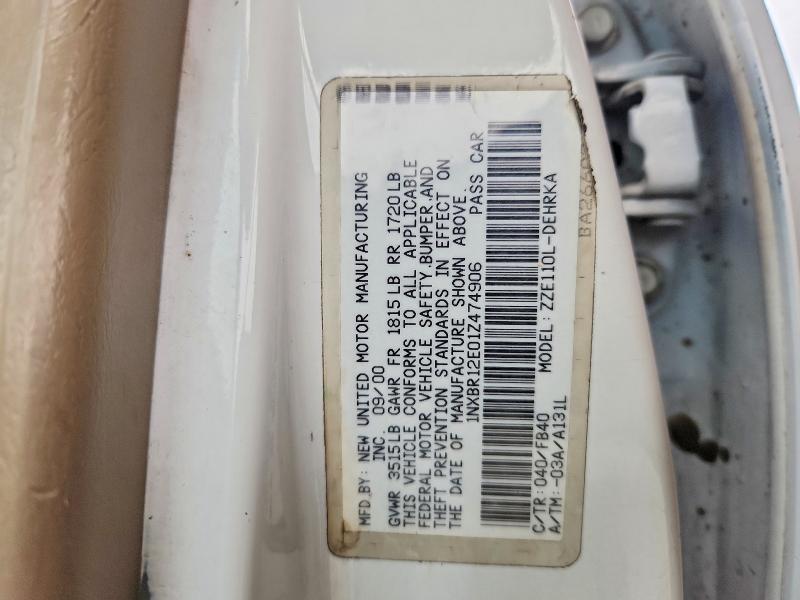 Продажа на аукционе авто 2001 Toyota Corolla, vin: 1NXBR12E01Z474906, номер лота: 60128686