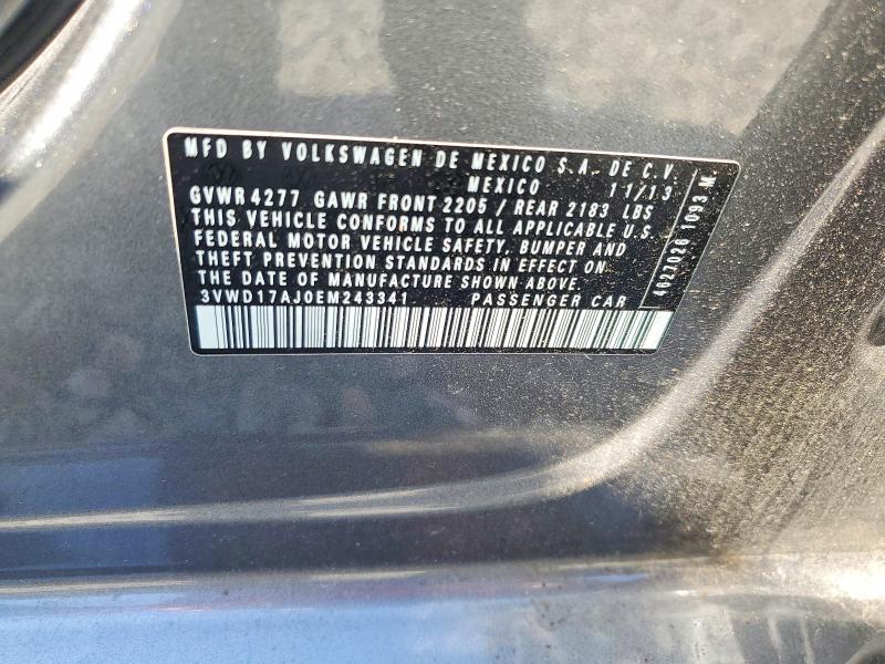 Auction sale of the 2014 Volkswagen Jetta, vin: 3VWD17AJ0EM243341, lot number: 60249106