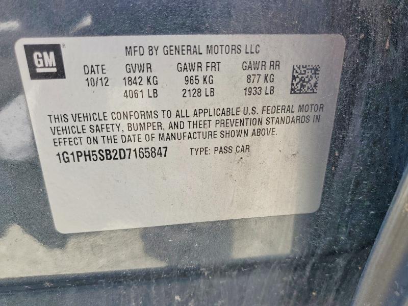 2013 Chevrolet Cruze მანქანა იყიდება აუქციონზე, vin: 1G1PH5SB2D7165847, აუქციონის ნომერი: 61061506