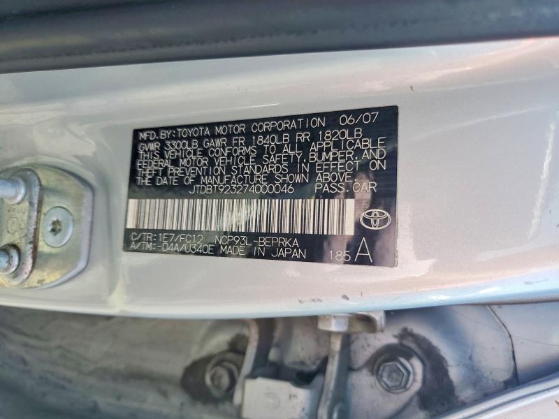 Aukcja sprzedaży 2007 Toyota Yaris, vin: JTDBT923274000046, numer aukcji: 60944146