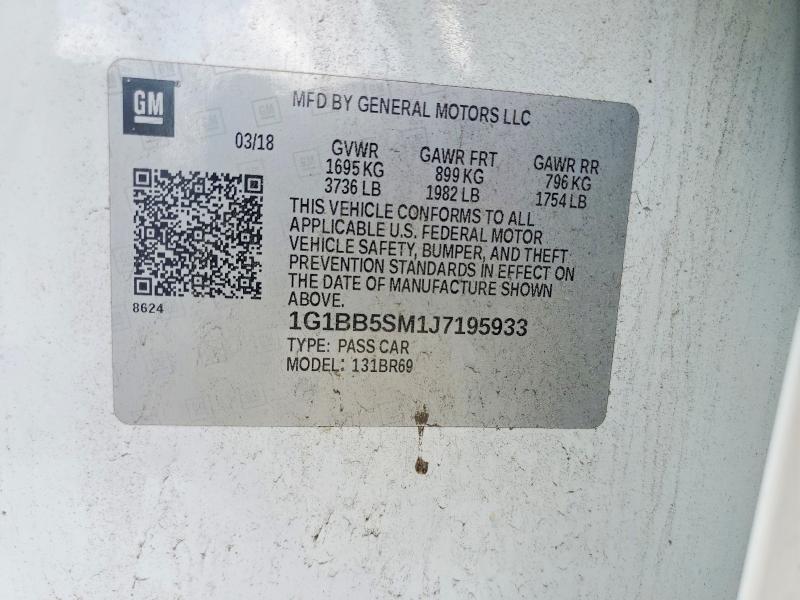 60696856 :رقم المزاد ، 1G1BB5SM1J7195933 vin ، 2018 Chevrolet Cruze مزاد بيع