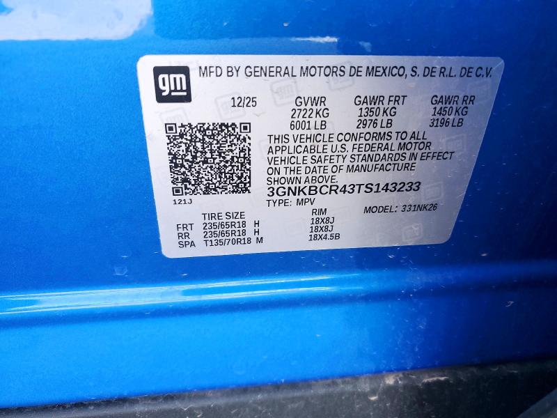 60776746 :رقم المزاد ، 3GNKBCR43TS143233 vin ، 2026 Chevrolet Blazer مزاد بيع