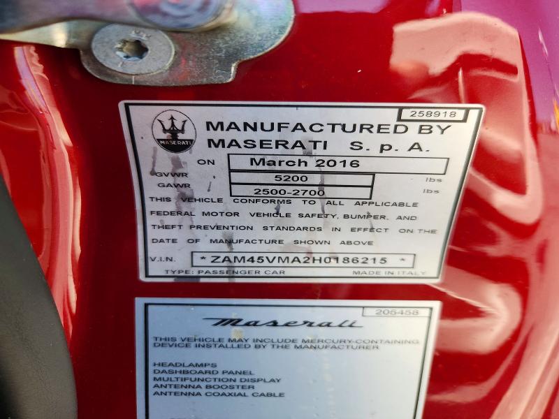 Продаж на аукціоні авто 2017 Maserati Granturismo, vin: ZAM45VMA2H0186215, номер лоту: 62723856