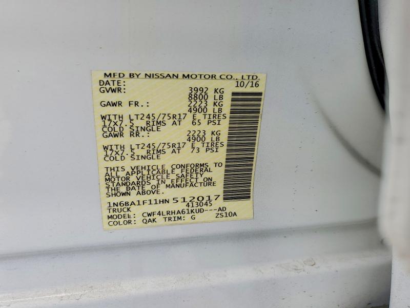 Продажа на аукционе авто 2017 Nissan Titan Xd, vin: 1N6BA1F11HN512017, номер лота: 60890356