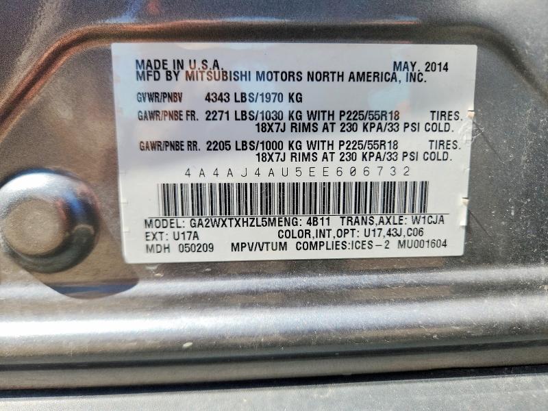 Продажа на аукционе авто 2014 Mitsubishi Rvr, vin: 4A4AJ4AU5EE606732, номер лота: 60508586