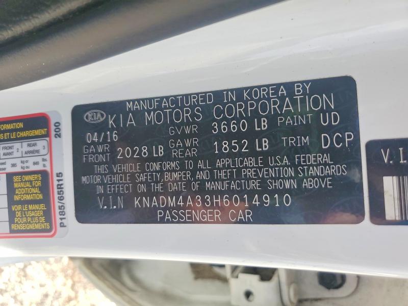 Aukcja sprzedaży 2017 Kia Rio, vin: KNADM4A33H6014910, numer aukcji: 60716546