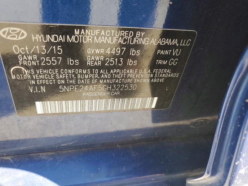 2016 Hyundai Sonata მანქანა იყიდება აუქციონზე, vin: 5NPE24AF5GH322530, აუქციონის ნომერი: 61928946