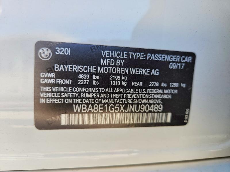 Продажа на аукционе авто 2018 Bmw 320, vin: WBA8E1G5XJNU90489, номер лота: 63243176