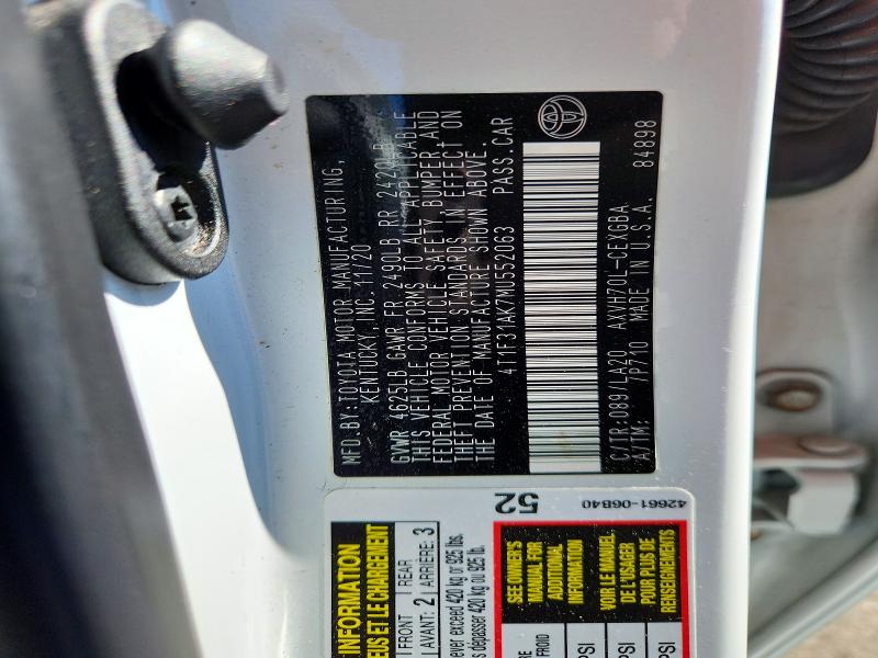 Продаж на аукціоні авто 2021 Toyota Camry, vin: 4T1F31AK7MU552063, номер лоту: 61350446