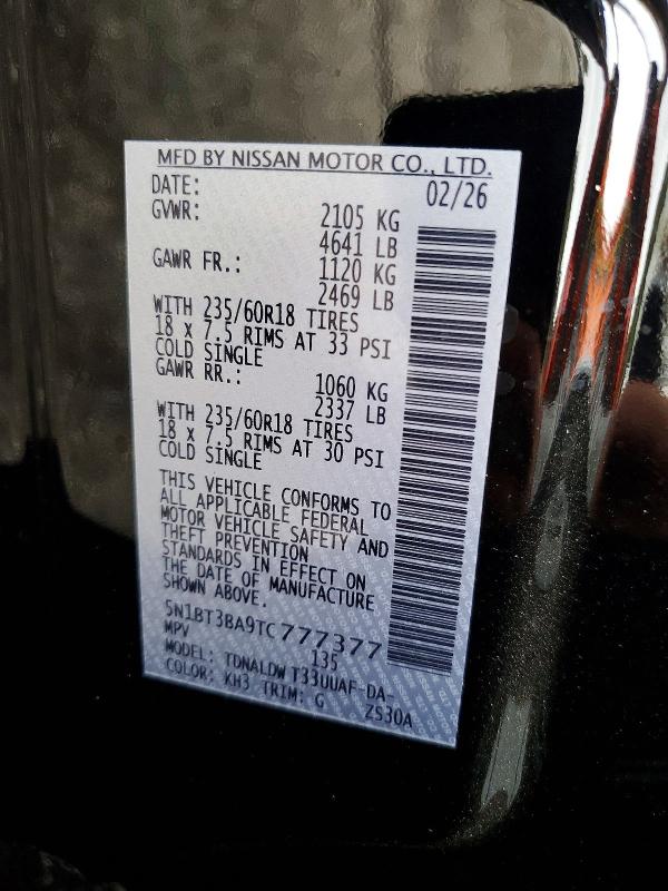 Aukcja sprzedaży 2026 Nissan Rogue, vin: 5N1BT3BA9TC777377, numer aukcji: 59841786