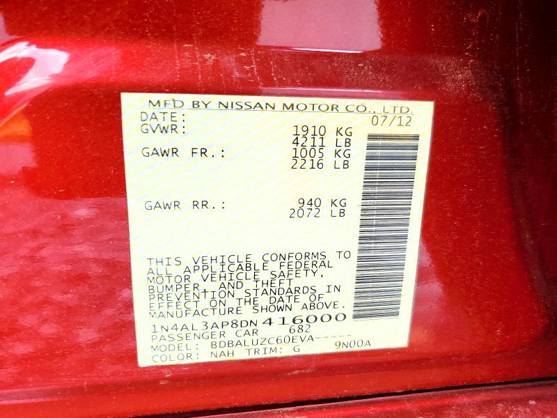 Aukcja sprzedaży 2013 Nissan Altima, vin: 1N4AL3AP8DN416000, numer aukcji: 59957106