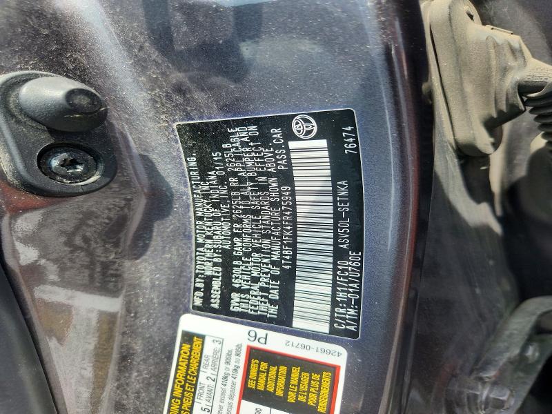 2015 Toyota Camry მანქანა იყიდება აუქციონზე, vin: 4T4BF1FK4FR475949, აუქციონის ნომერი: 60234266