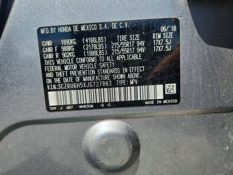 Продаж на аукціоні авто 2018 Honda Hr-v, vin: 3CZRU6H5XJG727863, номер лоту: 62500926