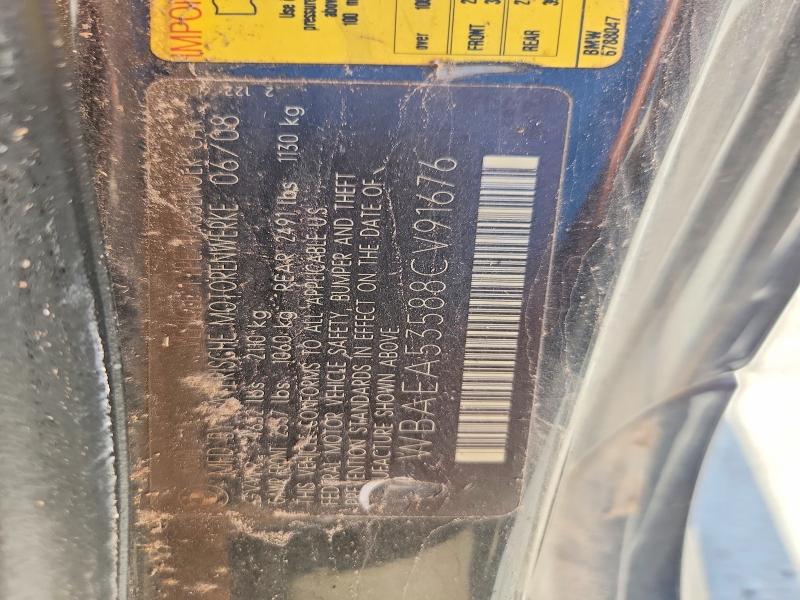 60249016 :رقم المزاد ، WBAEA53588CV91676 vin ، 2008 Bmw 650 مزاد بيع