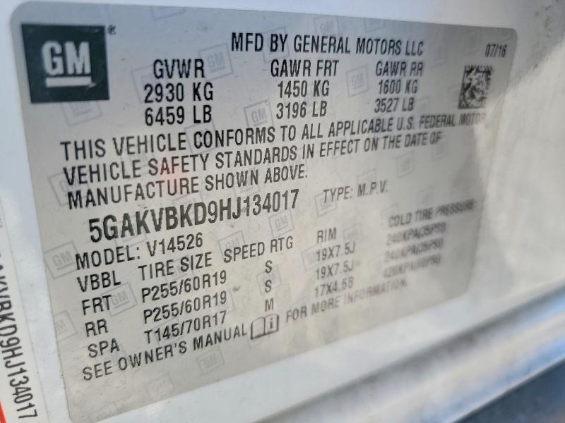 Aukcja sprzedaży 2017 Buick Enclave, vin: 5GAKVBKD9HJ134017, numer aukcji: 62345486