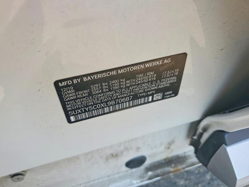 2020 Bmw X3 მანქანა იყიდება აუქციონზე, vin: 5UXTY5C0XL9B70687, აუქციონის ნომერი: 60932546