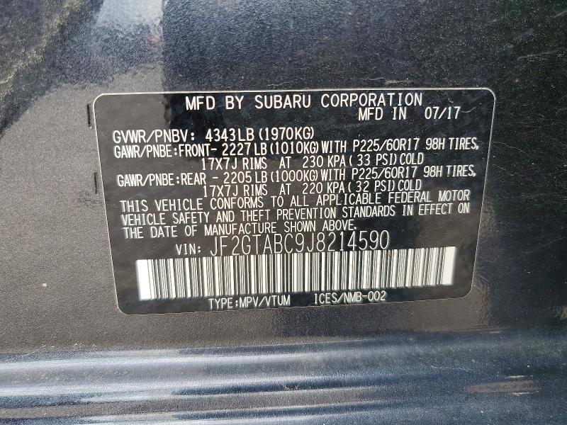 Продажа на аукционе авто 2018 Subaru Crosstrek, vin: JF2GTABC9J8214590, номер лота: 61037886