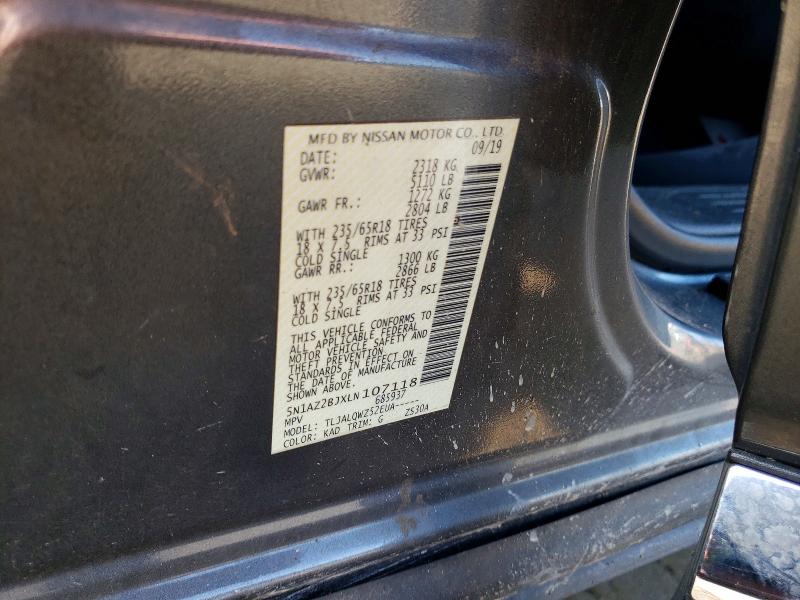 59594156 :رقم المزاد ، 5N1AZ2BJXLN107118 vin ، 2020 Nissan Murano مزاد بيع
