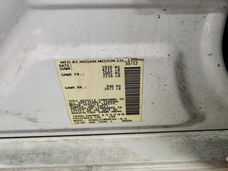 2013 Nissan Altima მანქანა იყიდება აუქციონზე, vin: 1N4AL3AP6DC155249, აუქციონის ნომერი: 59550696