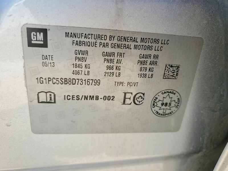 Продажа на аукционе авто 2013 Chevrolet Cruze, vin: 1G1PC5SB8D7316799, номер лота: 62170766